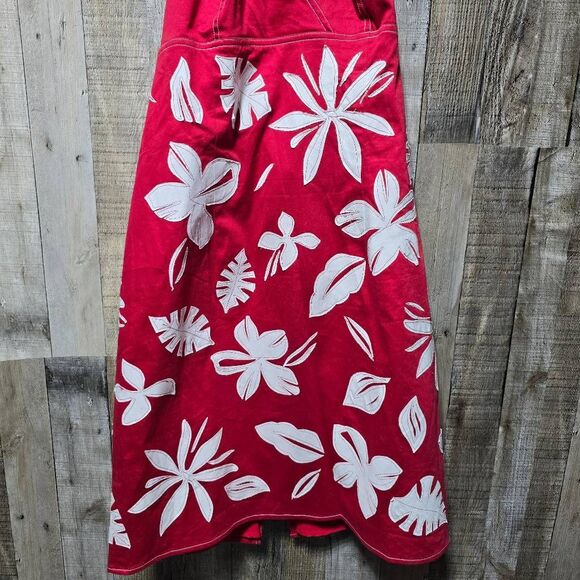 Muse Vintage Y2K Red Hawaiian Halter Midi Dress - Picture 3 of 6